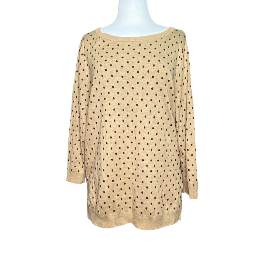 Land's End Polka Dot Sweater Boat Neck Size Large